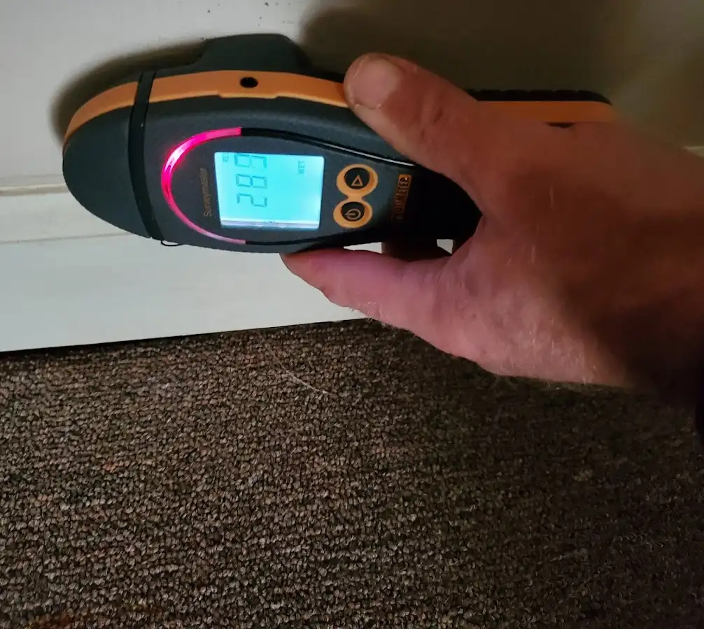 Moisture detection at baseboard during Burst Pipe Cleanup in Socorro